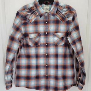 Panhandle Rough Stock Men's Dress Shirt Plaid Button Up Chest Pockets Sz Large